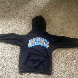 Black Hoodie with Flame Graphic